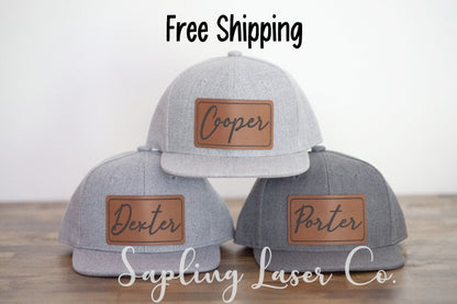 Baby Kids Trucker Hat Leather Patch Hat  Custom Name Hat Kid Trucker Hat Personalized Hat