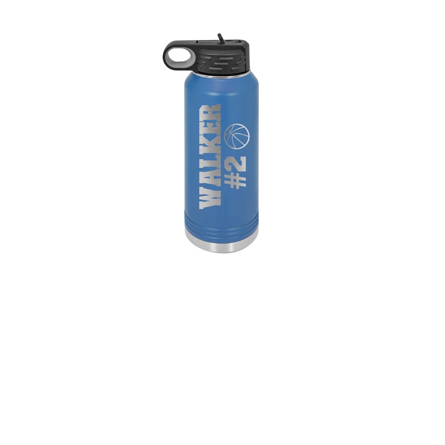 Personalized Basketball Sports Water Bottle with Straw Custom Sports Bottle Steel Custom Laser Engraved Basketball Water Bottle 1097