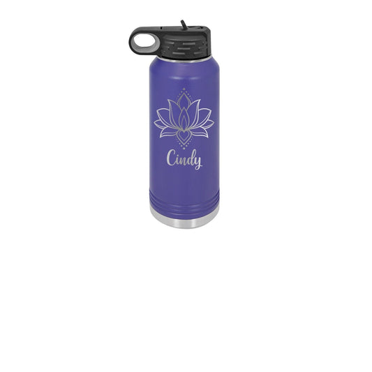 Personalized Gift Engraved Yoga Water Bottle 32 oz. 20 oz. Custom Name