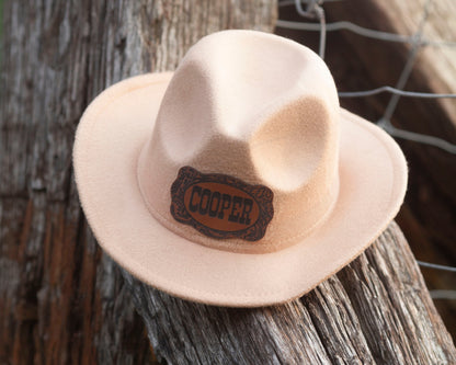 Cowboy Hat Steer With Name for kids, Kids cowboy hat, kids cowboy costume, leather patch hat, custom name design, western kids