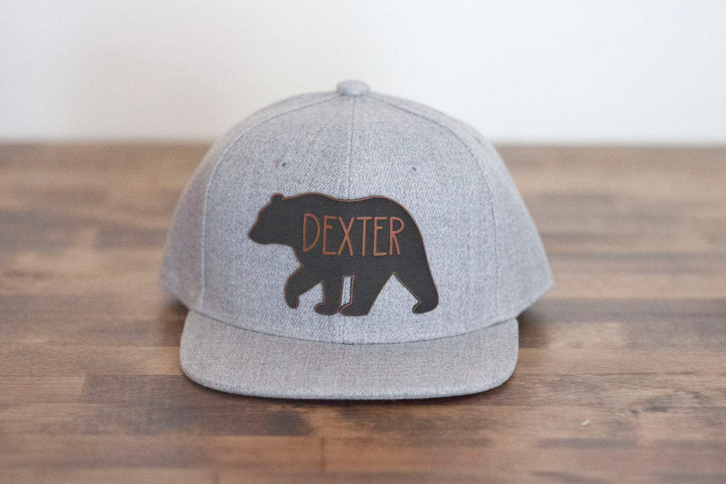 Custom Toddler Infant Adult  Name Bear Leather Patch Hat Trucker Hat, name hat, Hat for kids, baby hat, Leather Patch Hat, Adventure
