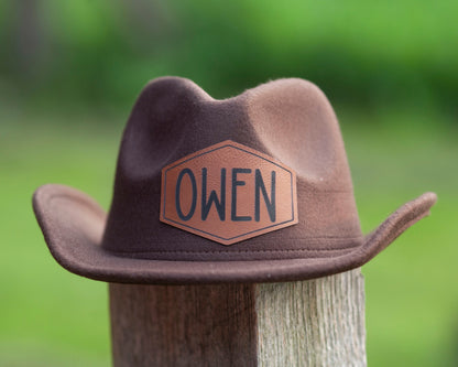 Cowboy Hat With Name for kids, Kids cowboy hat, kids cowboy costume, leather patch hat, custom name design, western kids