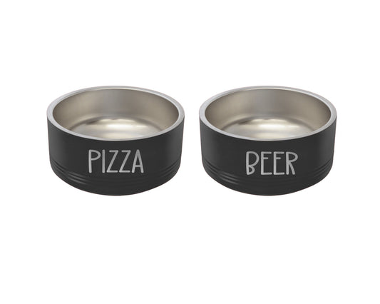 Custom Engraved Dog Bowl Set for Dog Pizza Beer Insulated Pet Food Bowl for Cat Stainless Pet Bowls for Pet 3 Sizes