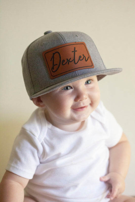 Baby Kids Trucker Hat Leather Patch Hat  Custom Name Hat Kid Trucker Hat Personalized Hat Easter Gift For Boys