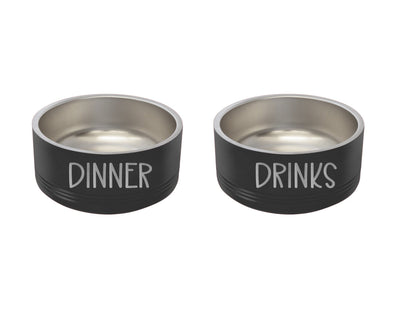 Engraved Dog Bowl Set for Dinner Drinks Insulated Pet Food Bowl for Cat Stainless Pet Bowls for Pet 3 Sizes