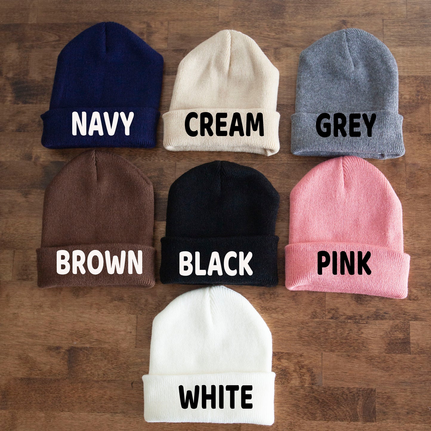 Custom Name Baby Hat Kids Adults Beanie Knit Hat Winter Hat Leather Patch